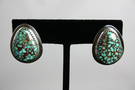 Tommy Jackson High Grade Turquoise Mountain Spiderweb Turquoise Post Earrings