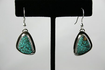 Tommy Jackson High Grade Turquoise Mountain Spiderweb Turquoise Dangle Earrings