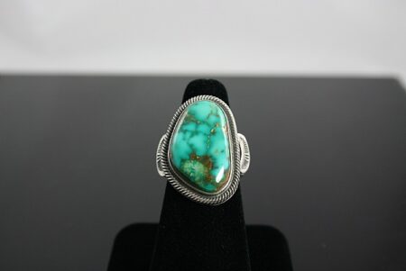 Terry Martinez Rare High Grade Blue Gem Spiderweb Turquoise Ingot Ring