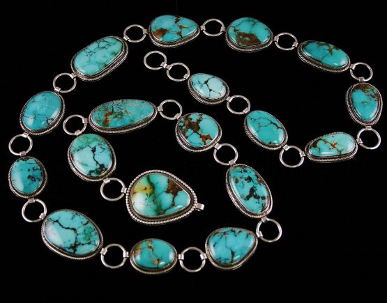 Ned Nez Rare Gem Grade Aztec Turquoise Link Belt | Turquoise Direct