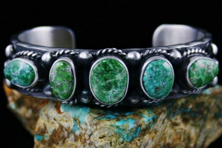 Herman Smith Carico Lake Spiderweb Turquoise Row Bracelet