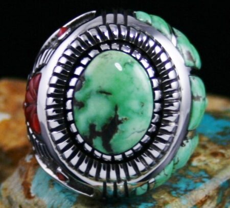 Michael Perry Carico Lake Turquoise and Mediterranean Coral Ring