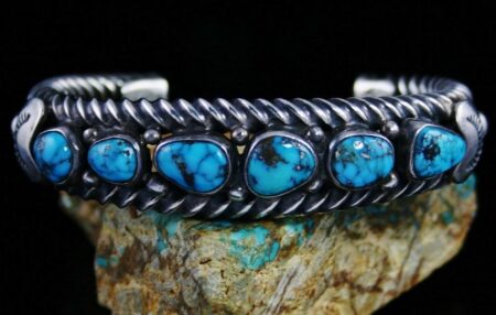 Orville Tsinnie Morenci Turquoise Row Bracelet