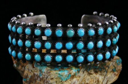 Vintage Sleeping Beauty Turquoise Petit Point Row Bracelet