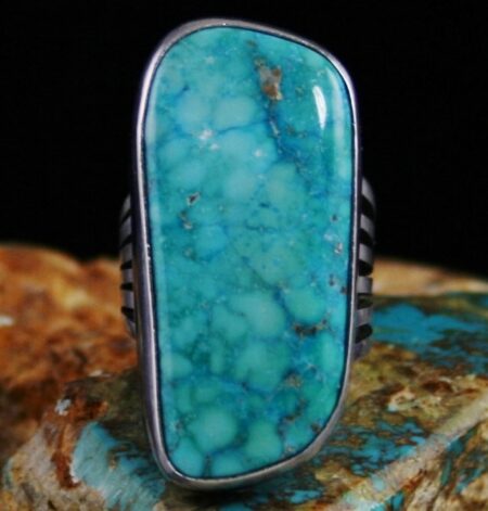 Vintage Fox Spiderweb Turquoise Ring