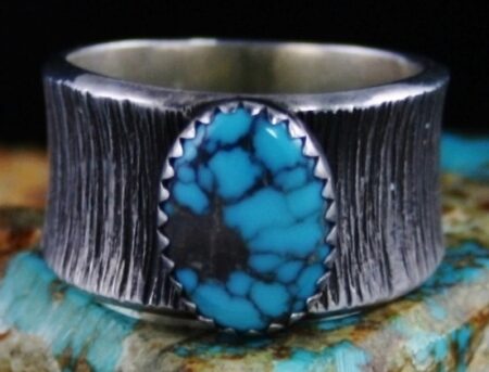 Norbert Peshlaki Lone Mountain Spiderweb Turquoise Ring