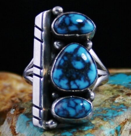 Vintage Godber Burnham Spiderweb Turquoise Ring