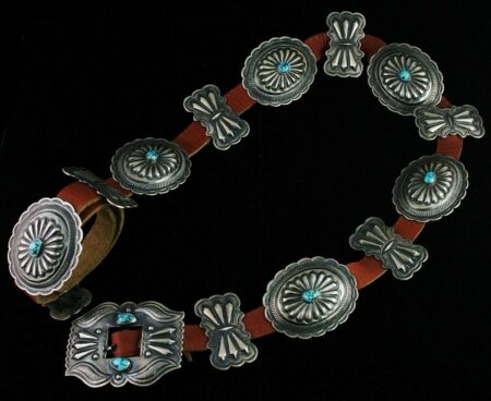 Harry Morgan Lone Mountain Spiderweb Turquoise Reposse Concho Belt