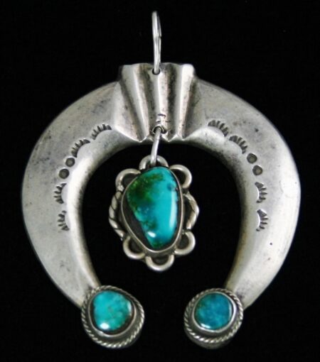 Vintage Blue Gem Turquoise Heavy Gauge Naja Pendant