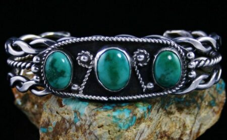 Vintage Twist Wire Royston Turquoise Bracelet