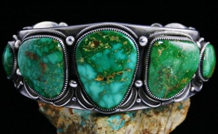 Sammie Kescoli Begay Darling Darlene Spiderweb Turquoise Ingot Coin Silver Row Bracelet