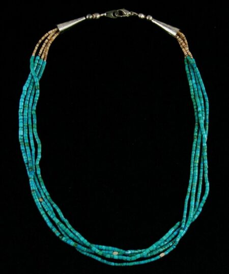 Vintage Blue Gem Turquoise Heishi Necklace