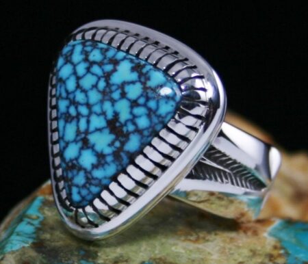 Jennifer Curtis Red Web Kingman Turquoise Ring