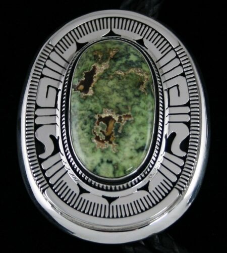 Leonard Nez Damele Turquoise Overlay Bolo Tie