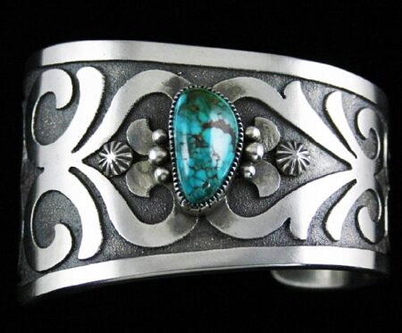 Sammie Kescoli Begay Aztec Spiderweb Turquoise Tufa Cast Bracelet