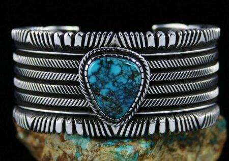 Ron Bedonie Morenci Spiderweb Turquoise Bracelet