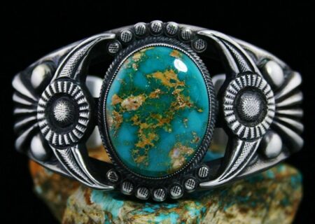 Calvin Martinez Blue Gem Turquoise Ingot Bracelet