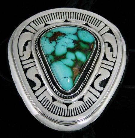 Leonard Nez Royston Spiderweb Turquoise Overlay Bolo Tie