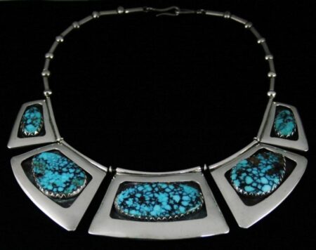 Julian Lovato Nevada Blue Spiderweb Turquoise Shadowbox Necklace
