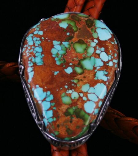 Sammie Kescoli Begay Pilot Mountain Spiderweb Turquoise Ingot Bolo Tie