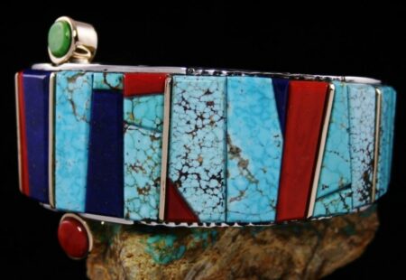 Wes Willie Number Eight Spiderweb Turquoise Inlay Bracelet