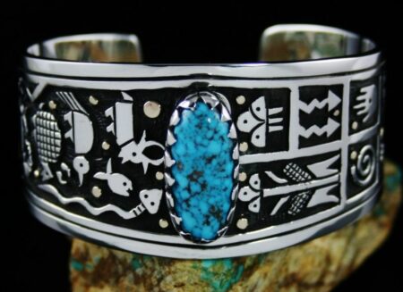 Joseph Coriz Turquoise Mountain Spiderweb Gathering of the Clans Overlay Bracelet