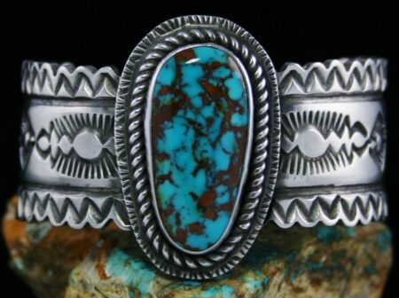 Tommy Jackson Pilot Mountain Spiderweb Turquoise Ingot Bracelet