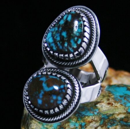 Tommy Jackson Bisbee Spiderweb Turquoise Overlay Ring