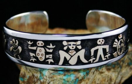 Watson Honanie Solid 14K Gold Over Sterling Silver Petroglyph Bracelet