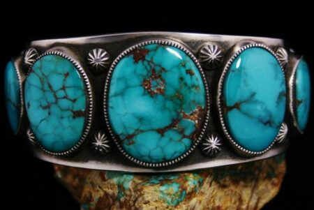 Sammie Kescoli Begay Sierra Nevada Turquoise Ingot Coin Silver Row Bracelet