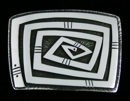 Kee Yazzie Water Design Overlay Belt Buckle