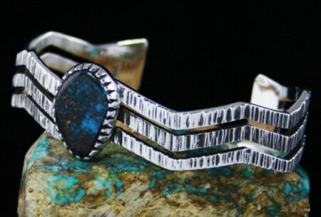 Kee Yazzie Bisbee Spiderweb Turquoise Bracelet