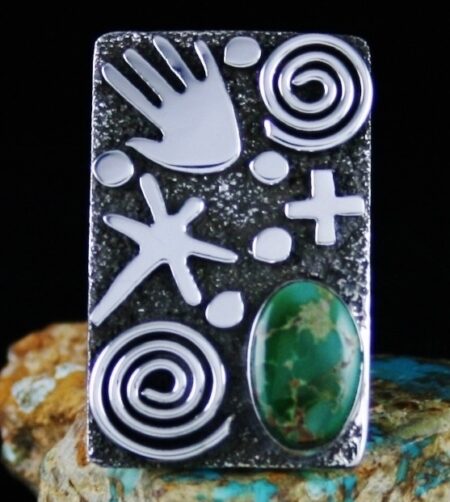 Alex Sanchez Royston Turquoise Petroglyph Design Ring