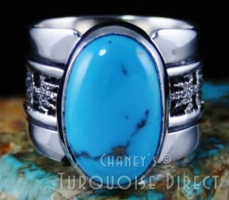 Alfred Joe Royal Blue Turquoise Navajo Rug Pattern Design Ring