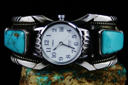 Sammie Kescoli Begay Aztec Turquoise Ingot Watch Bracelet