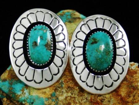 Tommy Jackson Easter Blue Turquoise Shadowbox Design Earrings
