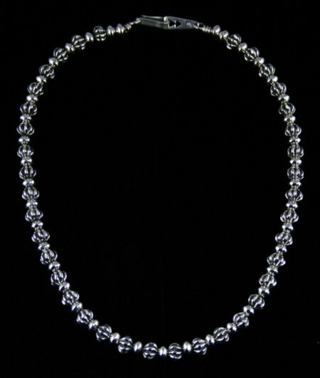 Alfred Joe Fluted and Round Sterling Silver Bead Necklace
