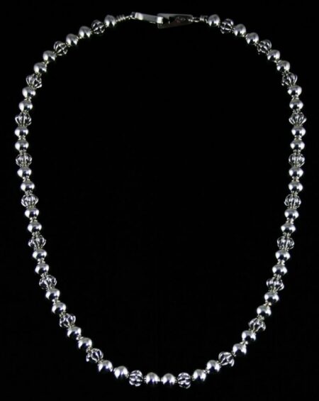 Alfred Joe Sterling Silver Fluted and Round Bead Necklace