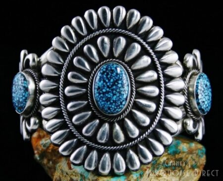 Thomas Jim Black Web Kingman Turquoise Reposse Bracelet