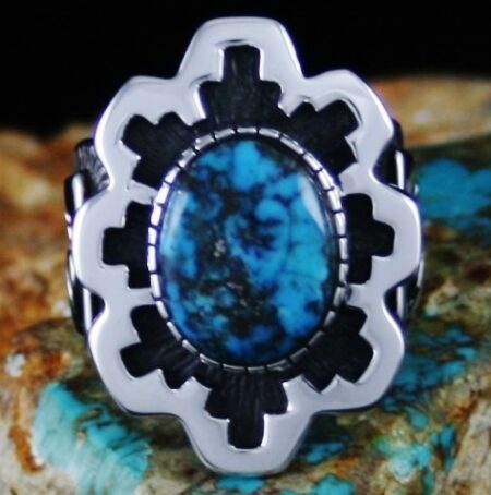 Dina Huntinghorse Morenci Turquoise Overlay Ring