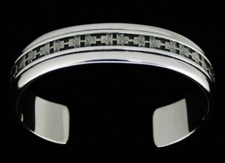 Alfred Joe Navajo Rug Pattern Design Overlay Bracelet