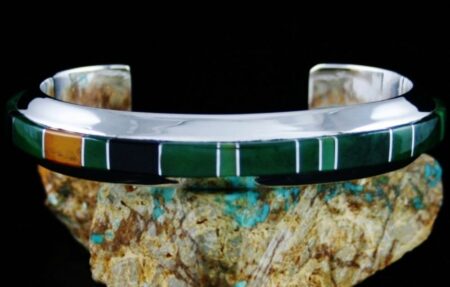 Wes Willie Green and Black Jade Inlay Bracelet