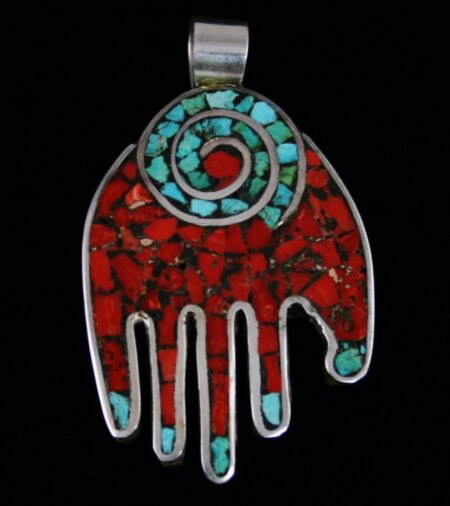 Vintage Mary Lovato Chip Inlay Hand Pin/Pendant