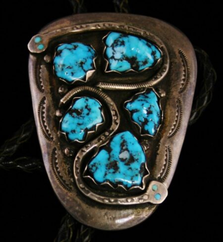 Vintage Effie Calavaza Kingman Turquoise Serpent Bolo Tie
