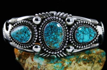 Vintage Charles Brighten Indian Mountain Spiderweb Turquoise Bracelet