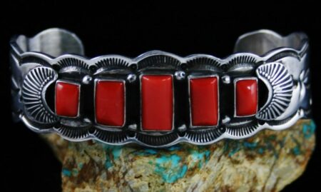 Vintage Gary Reeves Mediterranean Oxblood Coral Row Bracelet