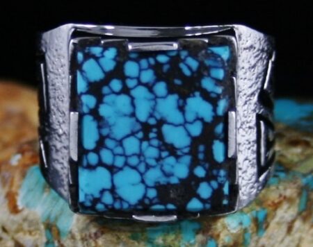 Roy Talaheftewa Indian Mountain Spiderweb Turquoise Ring