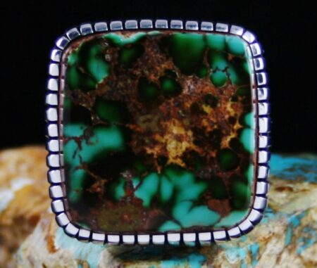 Alton Bedonie Pilot Mountain Spiderweb Turquoise Ring