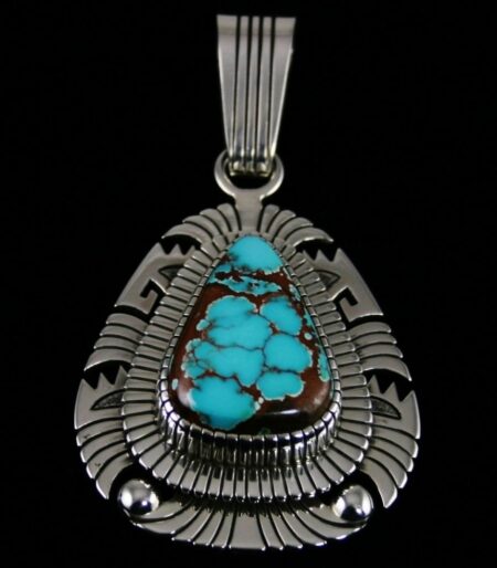 Alton Bedonie Brannon Blue Spiderweb Turquoise Pendant