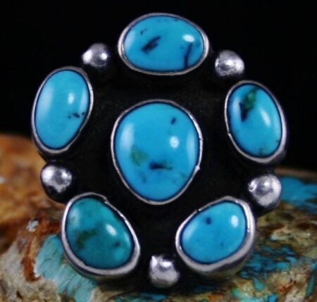 Vintage Blue Gem Turquoise Cluster Ring